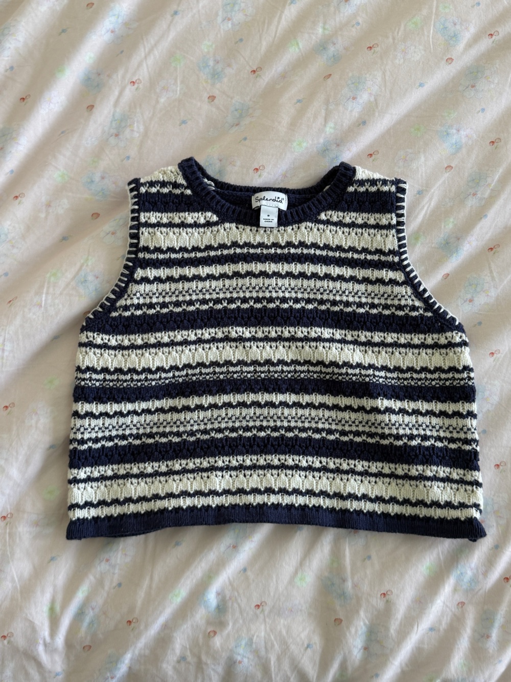 Splendid Navy and Cream Striped Knit Top
